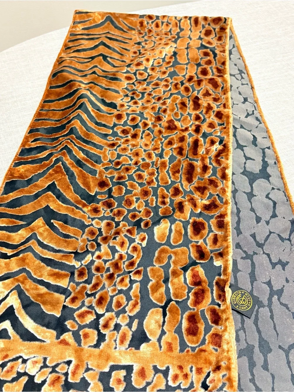 Two Velvet Long Women's Scarfs Purple & Black Abstract and Animal Print
